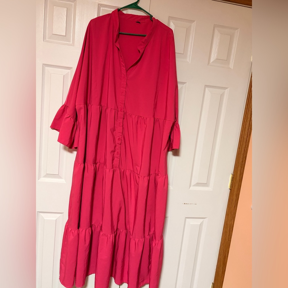 SHEIN Vibrant Pink Long Sleeve Dress